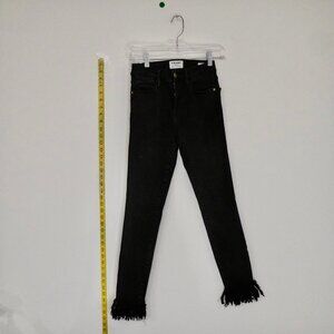 FRAME sz 2 5Denim Black Noir Le High Skinny Shredded Raw Jeans